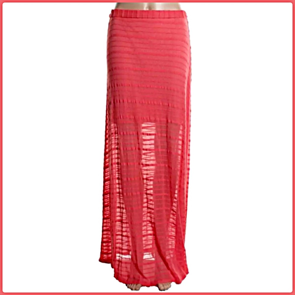 - Love, Fire XL Coral Shadow Stripe Maxiskirt! NEW!